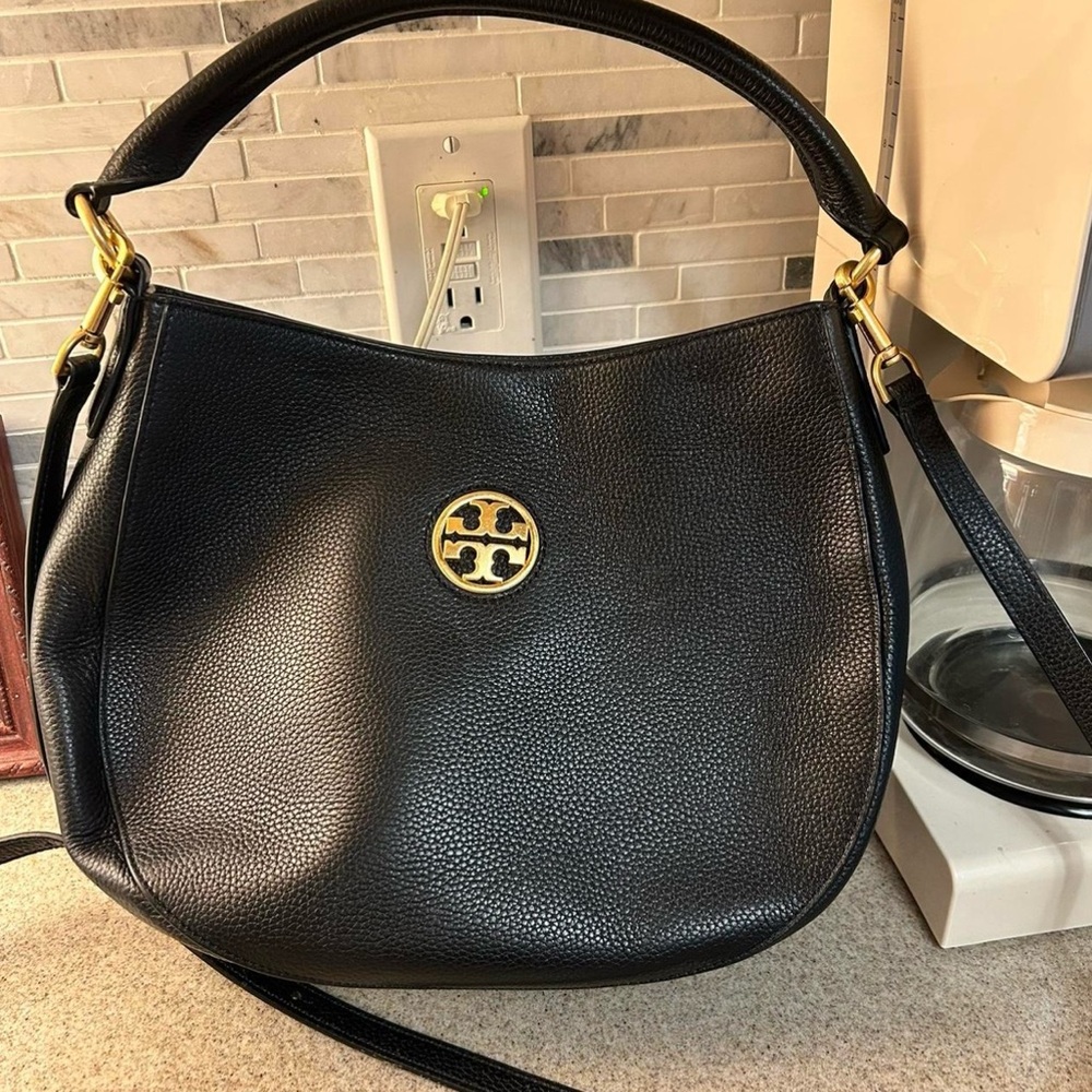 Tory Burch Black Leather Carson Hobo Bag